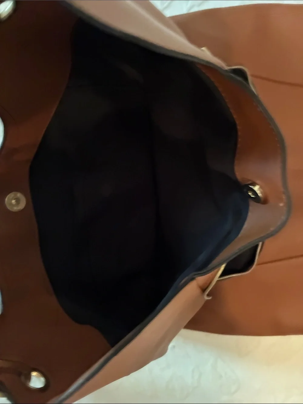 JustFab Brown Leather-Style Hobo Bag with Gold Chain Accents